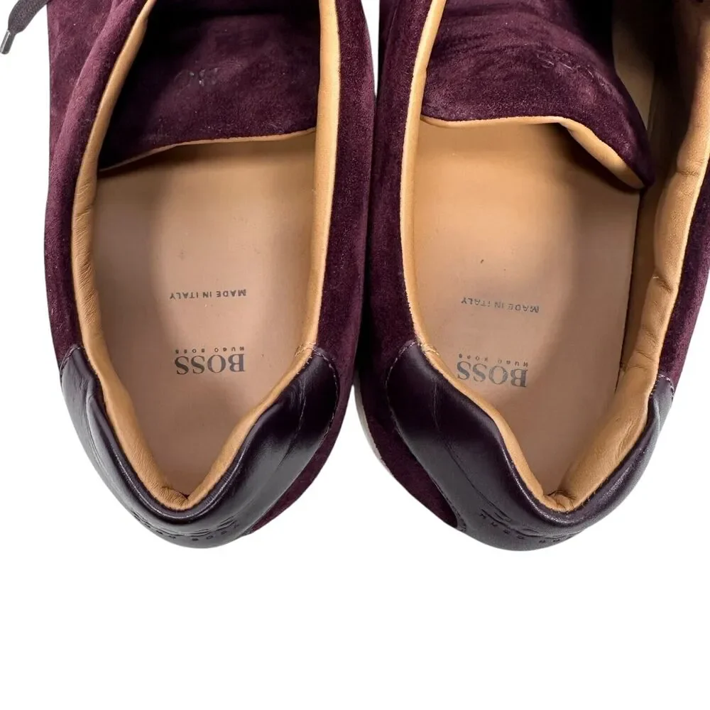 Hugo Boss Mirage Sneakers Men’s 45 / US 12‎ Burgundy Suede Leather Lace Up Shoes